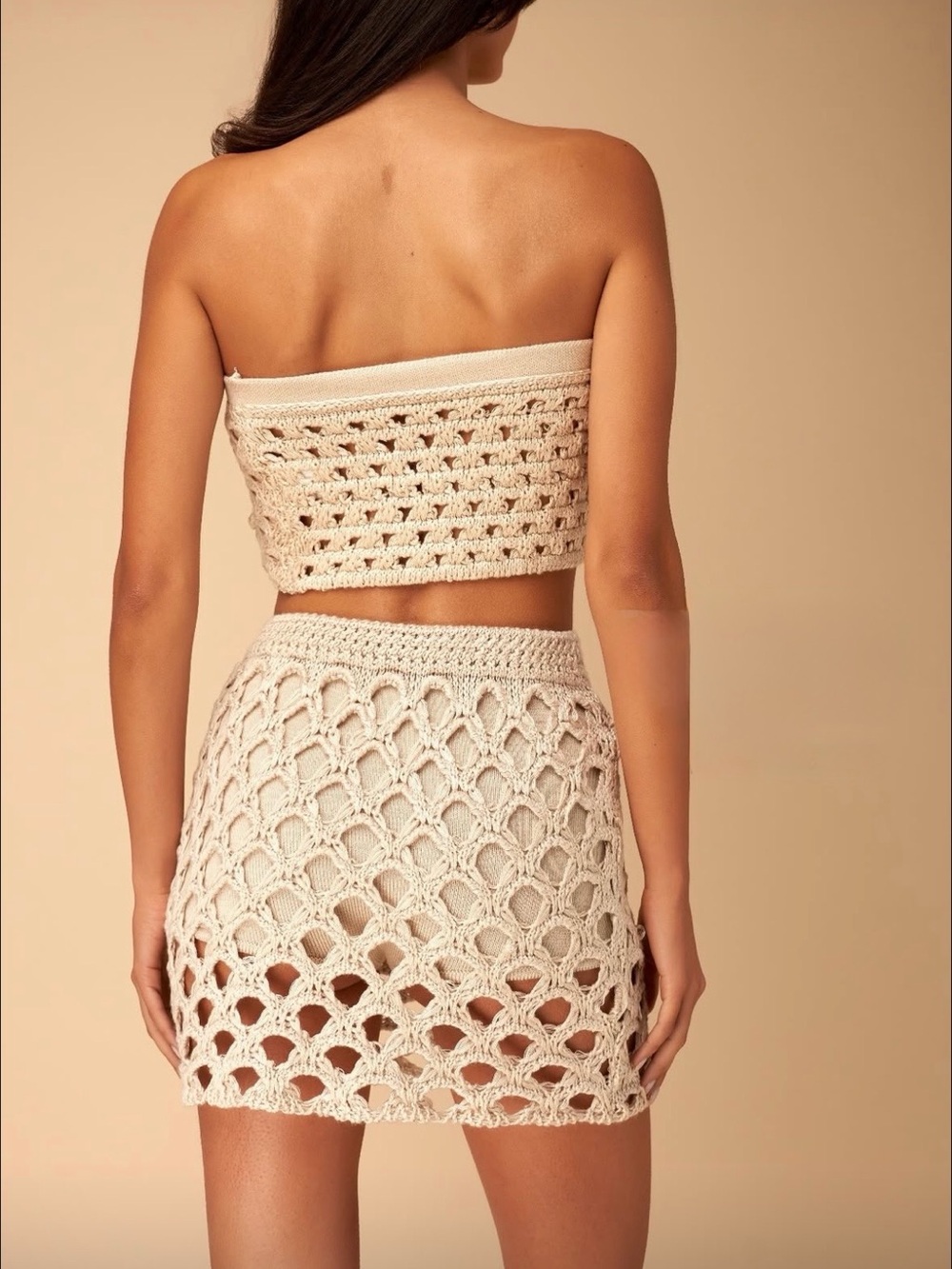 Crochet set Mini Skirt and top in Cream